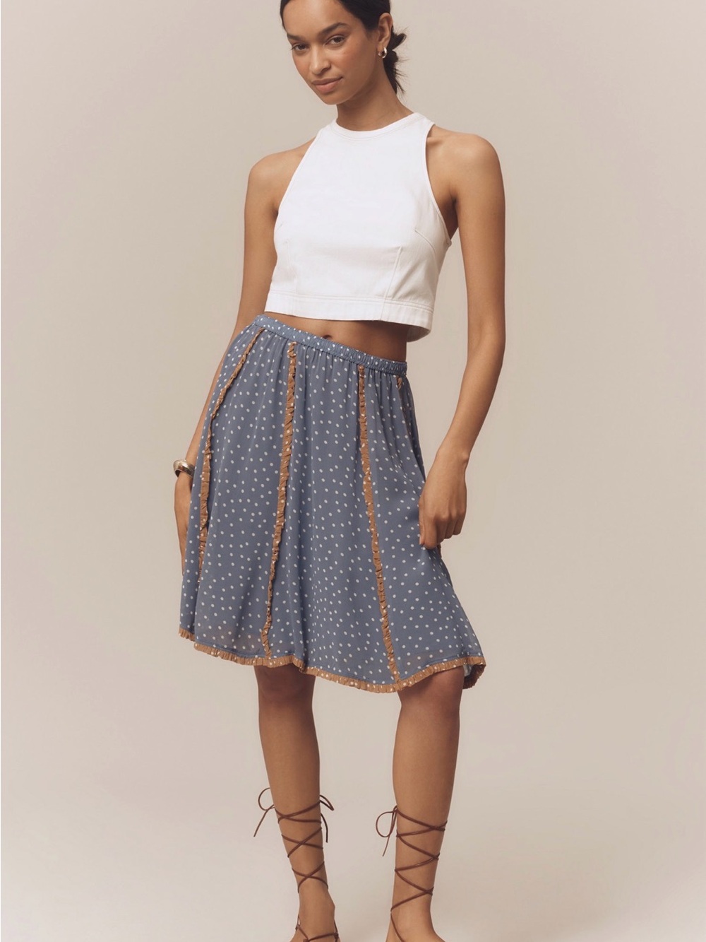 Maeve Anthropologie Chiffon Polka Dot Midi Skirt - Dry Cleaned